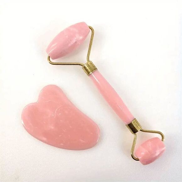 Face Roller and Gua Sha Scraping Massage Facial Tool Set - Picture 1 of 3